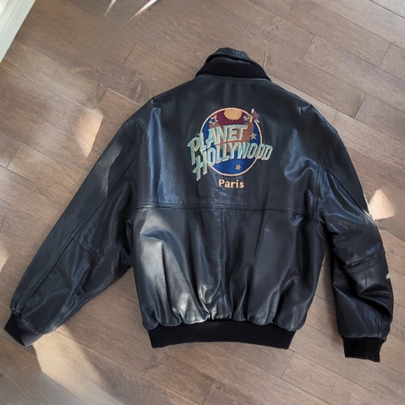 Men's Leather Bomber jacket Planet Hollywood Paris, France - Picture 6 of 9